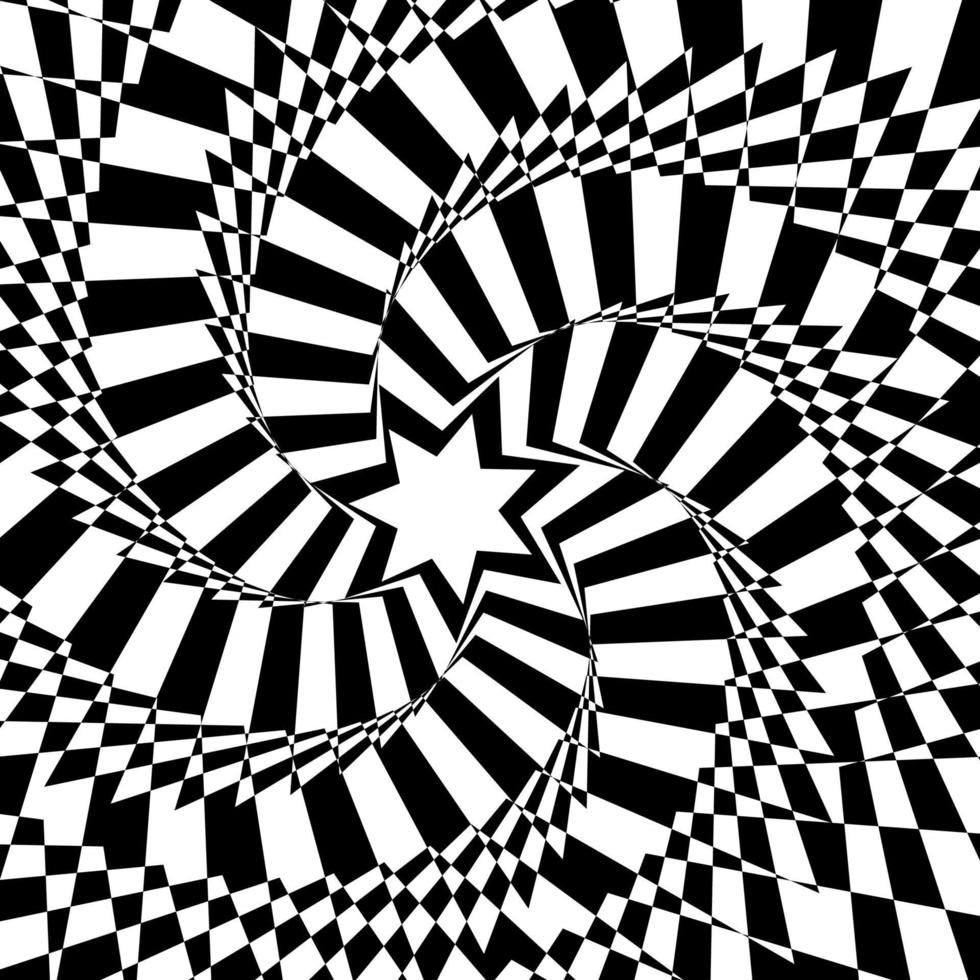 svartvit hypnotisk bakgrund. vektor illustration.