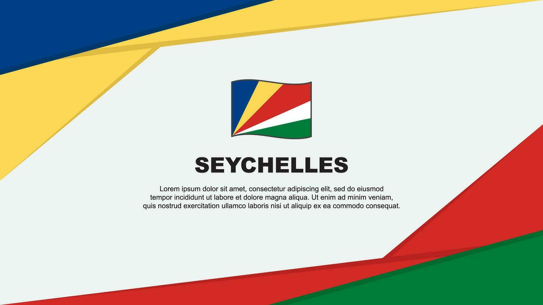 Seychellerna flagga abstrakt bakgrund design mall. Seychellerna oberoende dag baner tecknad serie vektor illustration. Seychellerna