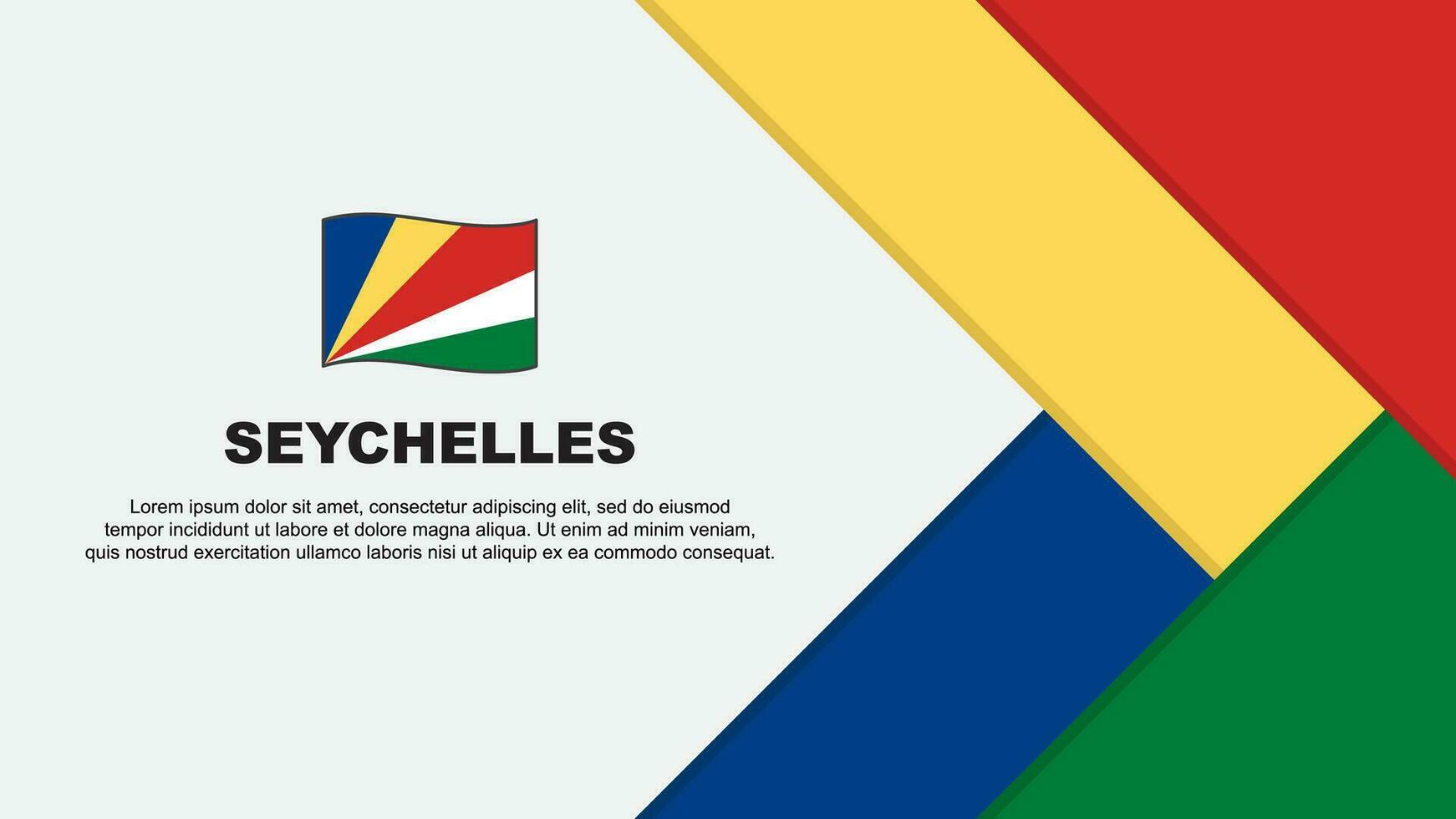 Seychellen Flagge abstrakt Hintergrund Design Vorlage. Seychellen Unabhängigkeit Tag Banner Karikatur Vektor Illustration. Seychellen Karikatur