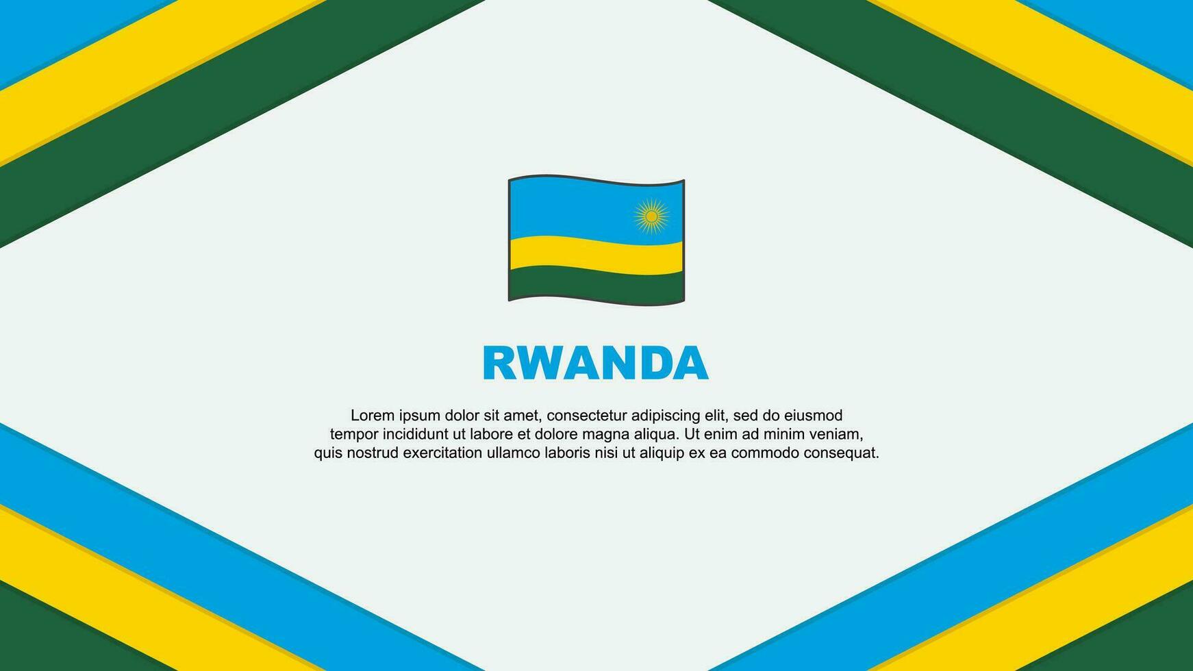Ruanda Flagge abstrakt Hintergrund Design Vorlage. Ruanda Unabhängigkeit Tag Banner Karikatur Vektor Illustration. Ruanda Vorlage