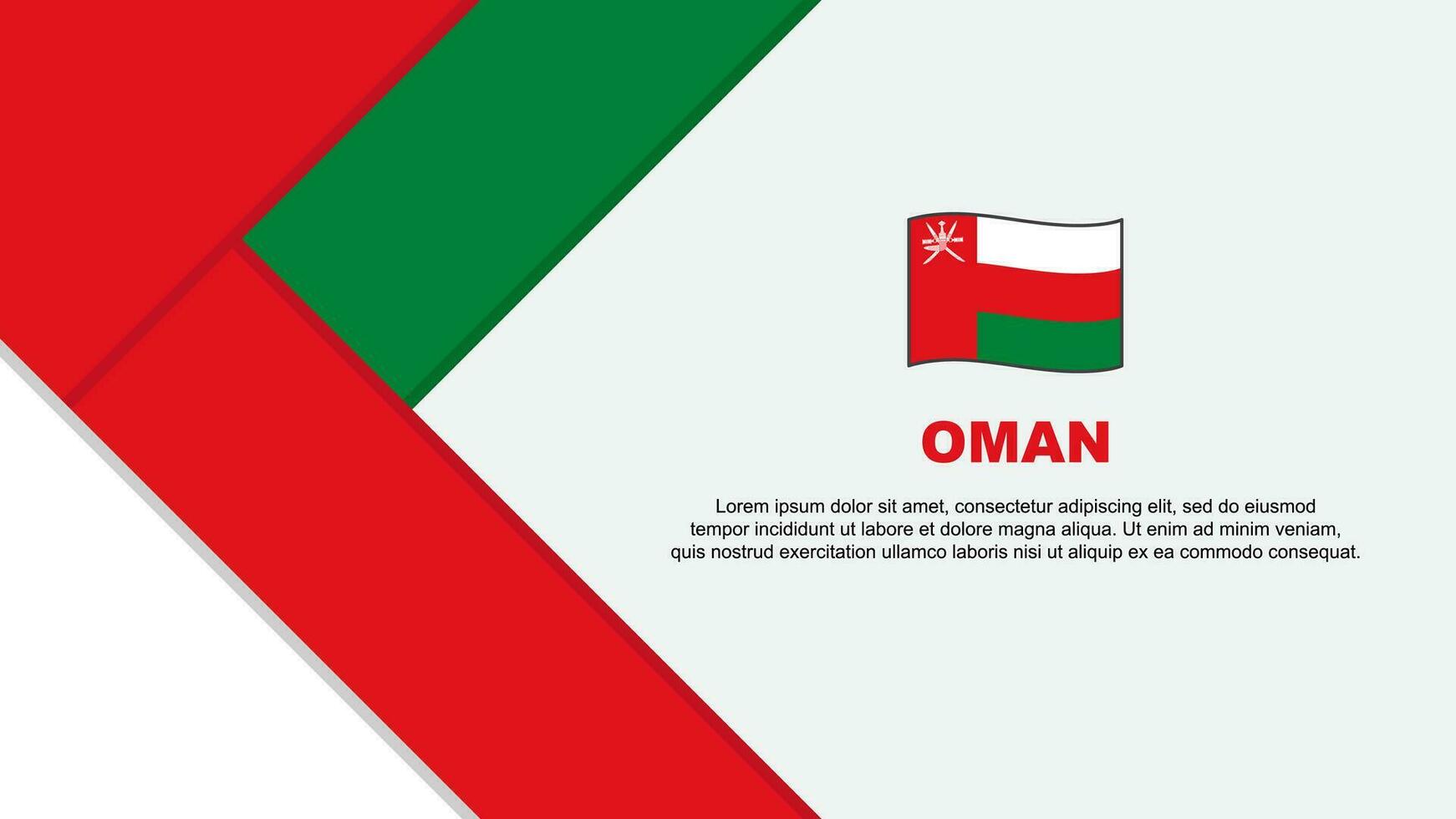 Oman Flagge abstrakt Hintergrund Design Vorlage. Oman Unabhängigkeit Tag Banner Karikatur Vektor Illustration. Oman Illustration