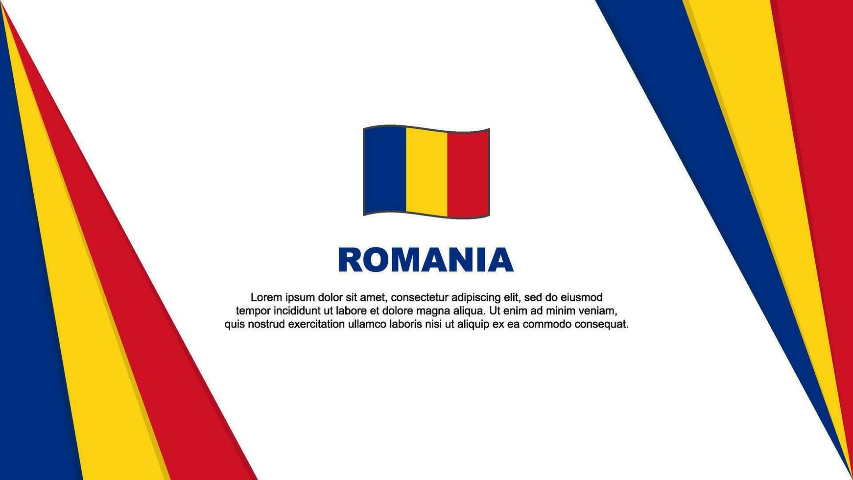Rumänien Flagge abstrakt Hintergrund Design Vorlage. Rumänien Unabhängigkeit Tag Banner Karikatur Vektor Illustration. Rumänien Flagge