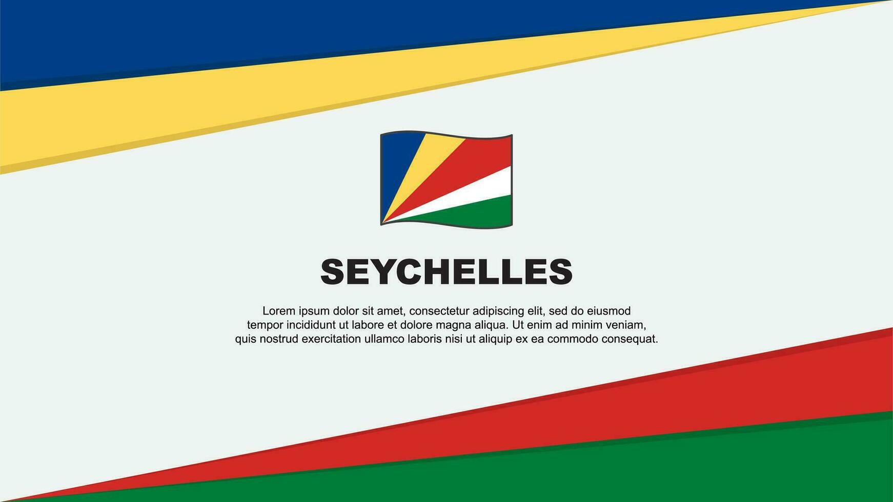 Seychellerna flagga abstrakt bakgrund design mall. Seychellerna oberoende dag baner tecknad serie vektor illustration. Seychellerna design