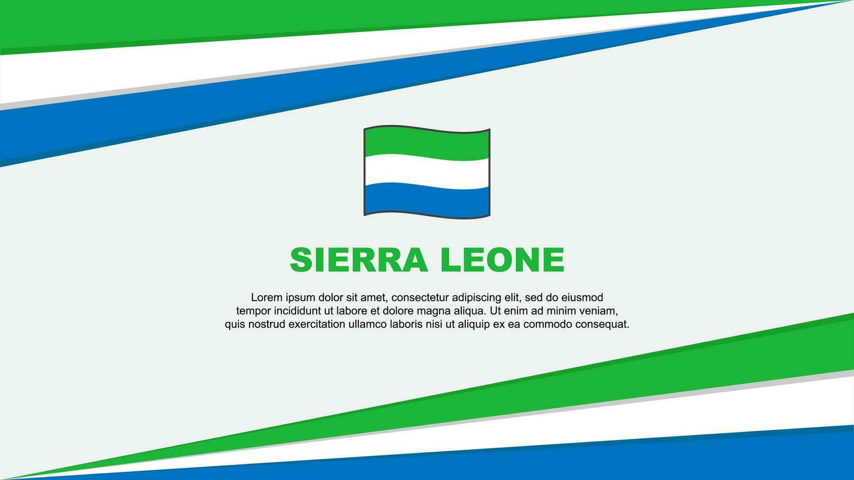 Sierra leone Flagge abstrakt Hintergrund Design Vorlage. Sierra leone Unabhängigkeit Tag Banner Karikatur Vektor Illustration. Sierra leone Design