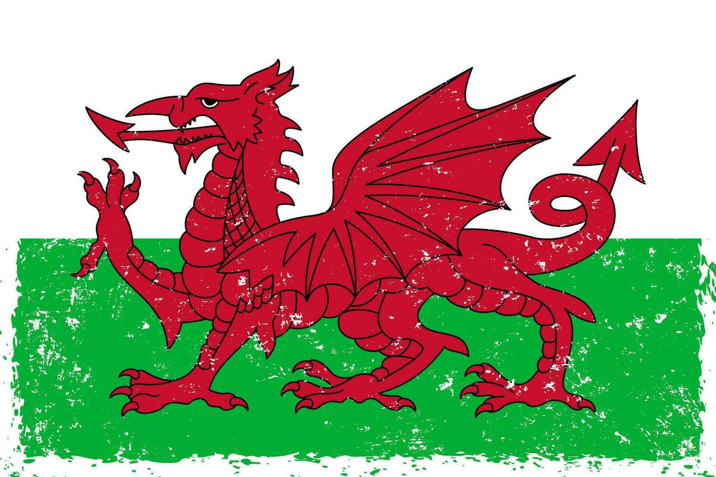 wales flagga grunge bedrövad stil vektor