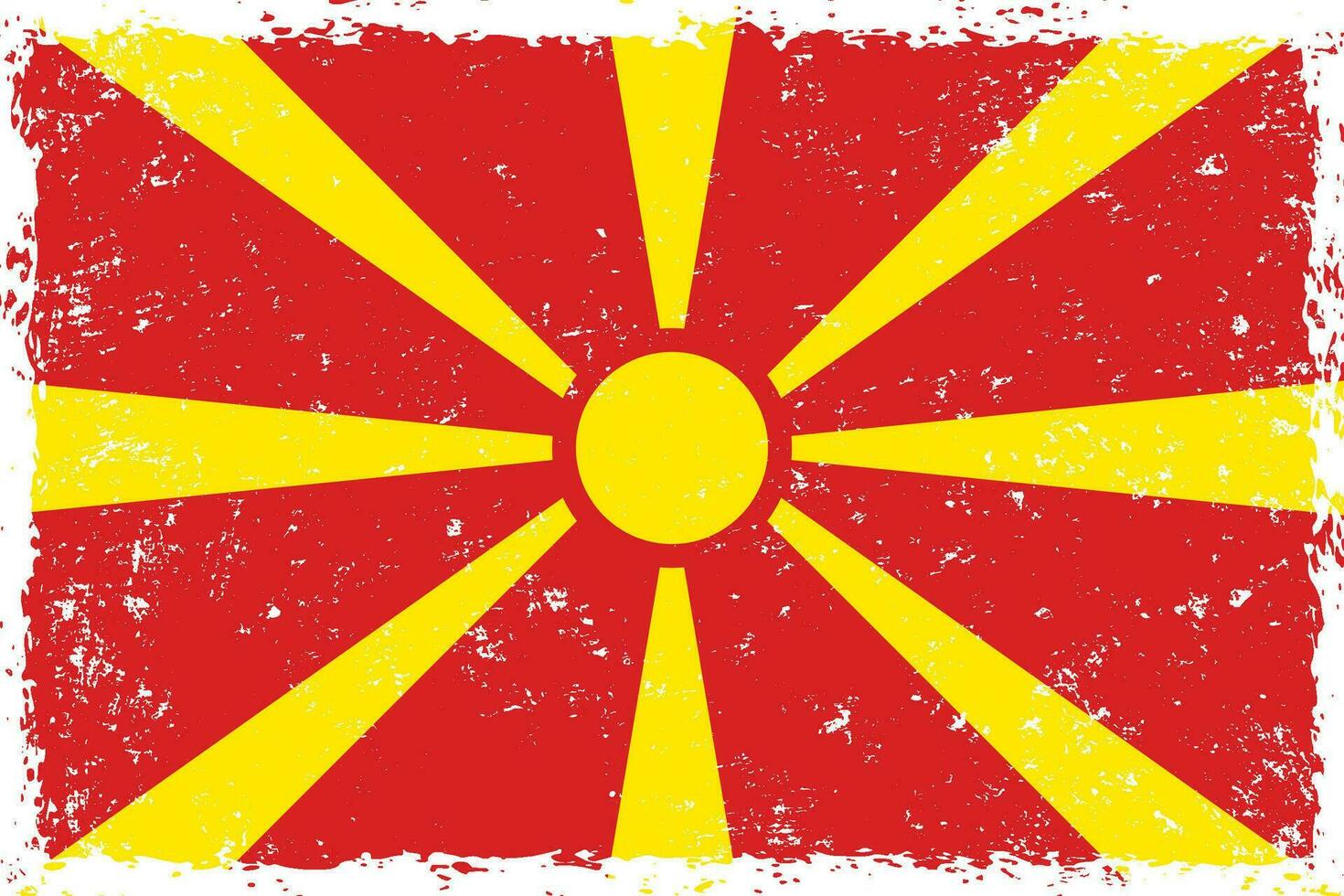 Norden Mazedonien Flagge Grunge betrübt Stil vektor