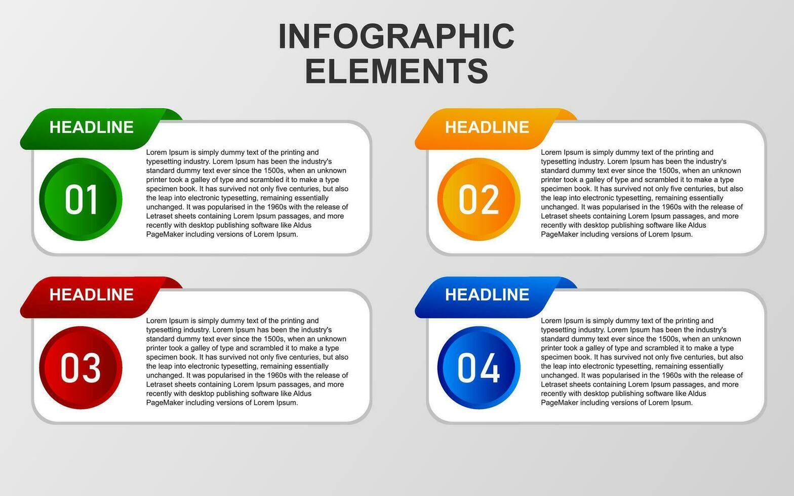 infographic element design med 4 färgrik steg för presentation och företag. infographic planera design för presentationer. vektor