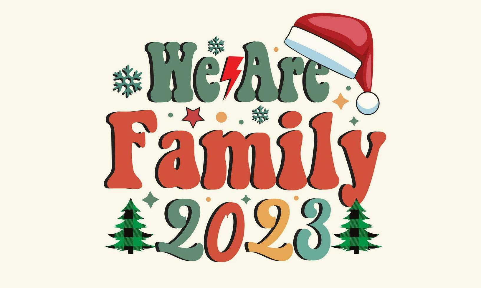 vi är familj 2023 retro t-shirt design vektor