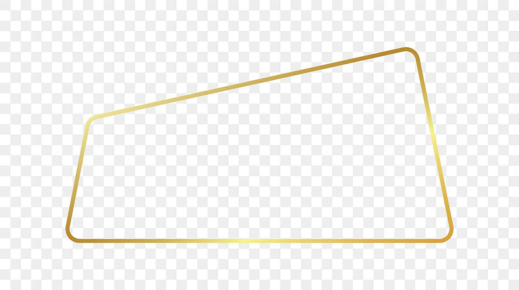 guld lysande avrundad trapezoid form ram vektor