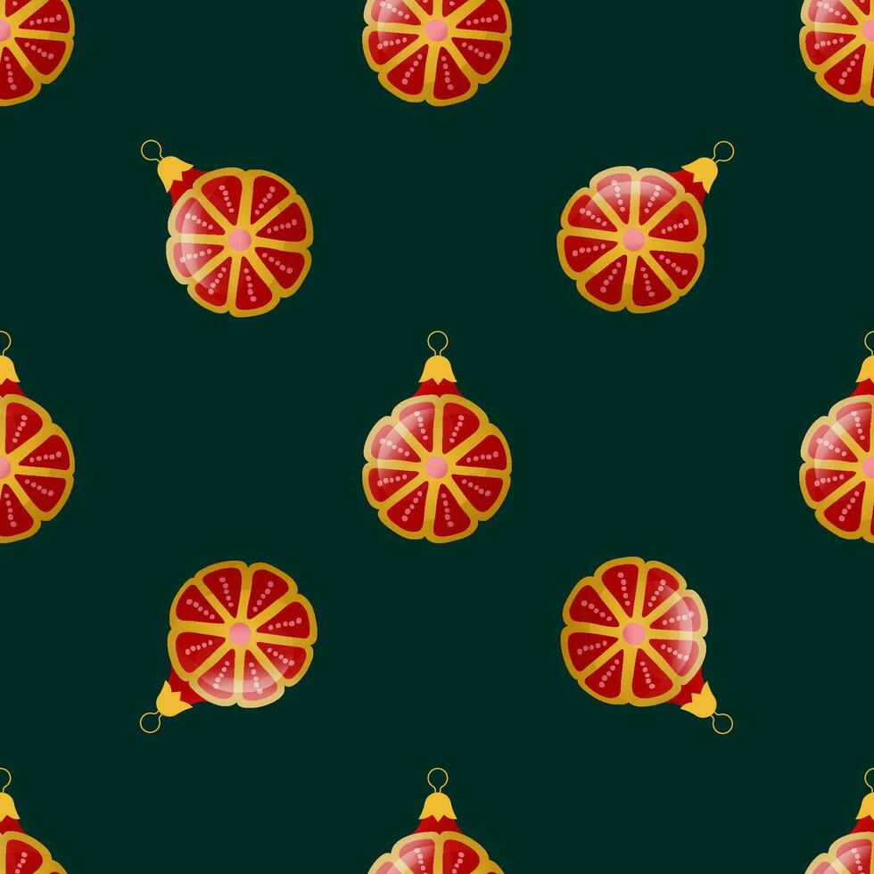 Weihnachten nahtlos Muster mit Jahrgang Weihnachten Glas Spielzeuge. Vektor Illustration