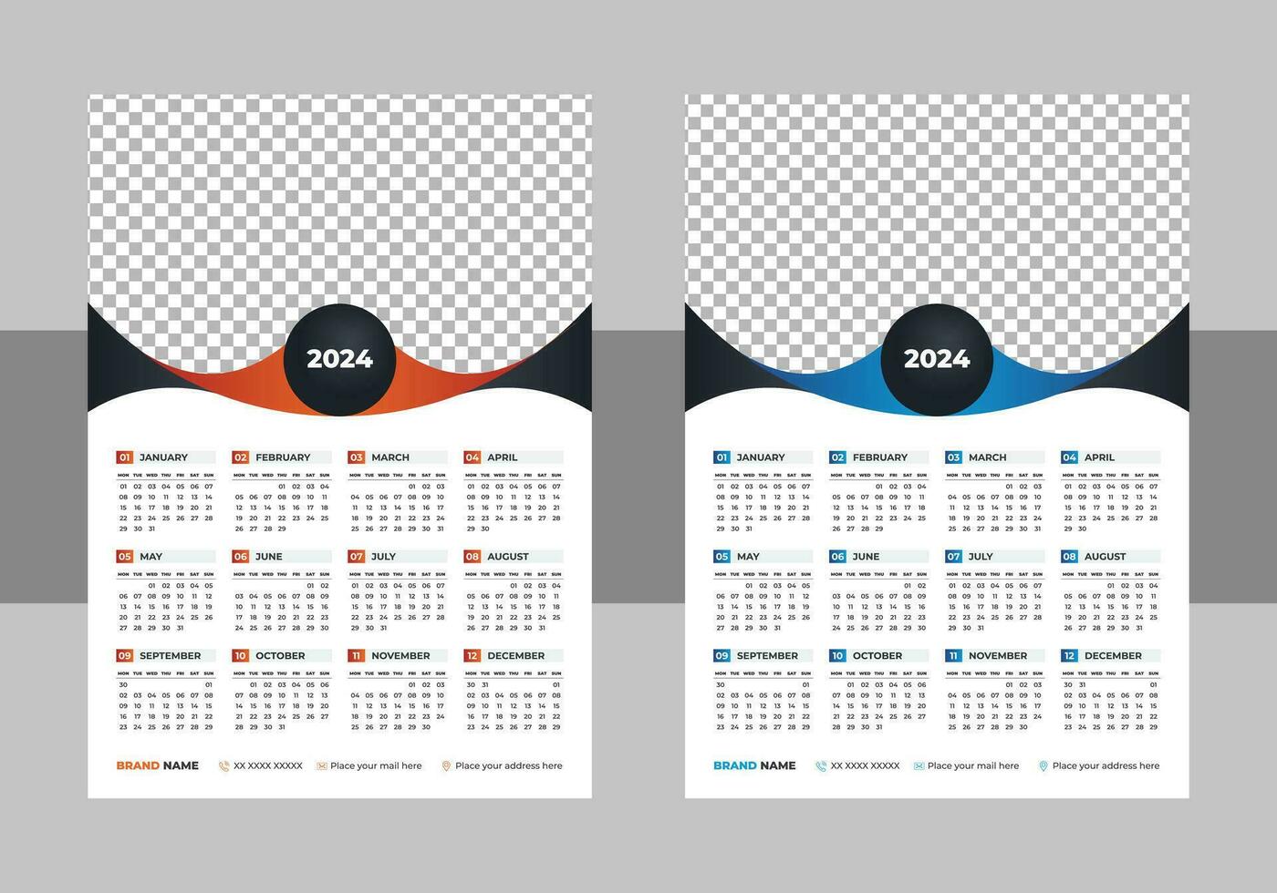 kalender 2024 med enkel och modern design, 2024 kalender mall layout vektor