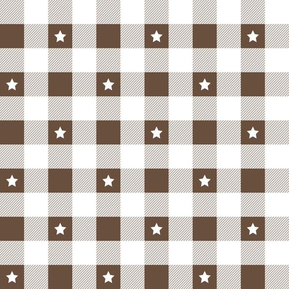 braun Plaid Muster mit Star Hintergrund. Plaid Muster Hintergrund. Plaid Hintergrund. nahtlos Muster. zum Hintergrund, Dekoration, Geschenk Verpackung, Gingham Tischdecke, Decke, Schottenstoff. vektor