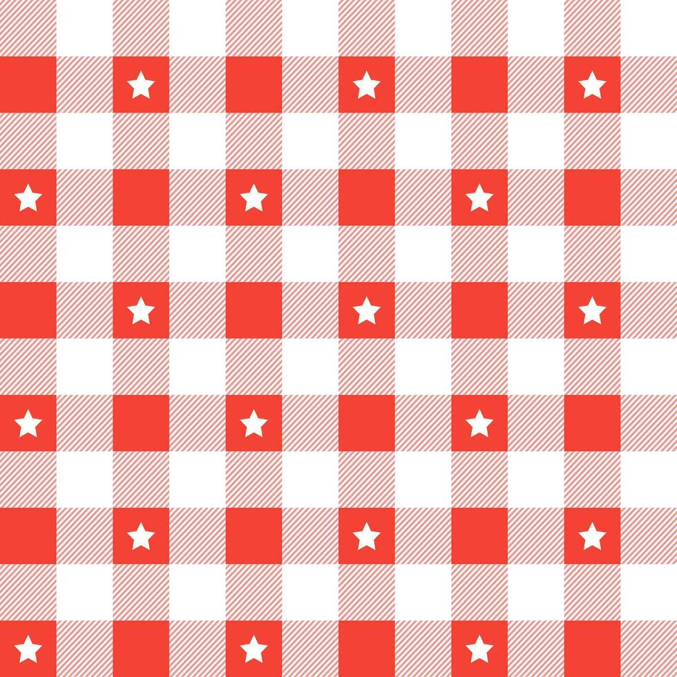 rot Plaid Muster mit Star Hintergrund. Plaid Muster Hintergrund. Plaid Hintergrund. nahtlos Muster. zum Hintergrund, Dekoration, Geschenk Verpackung, Gingham Tischdecke, Decke, Schottenstoff. vektor