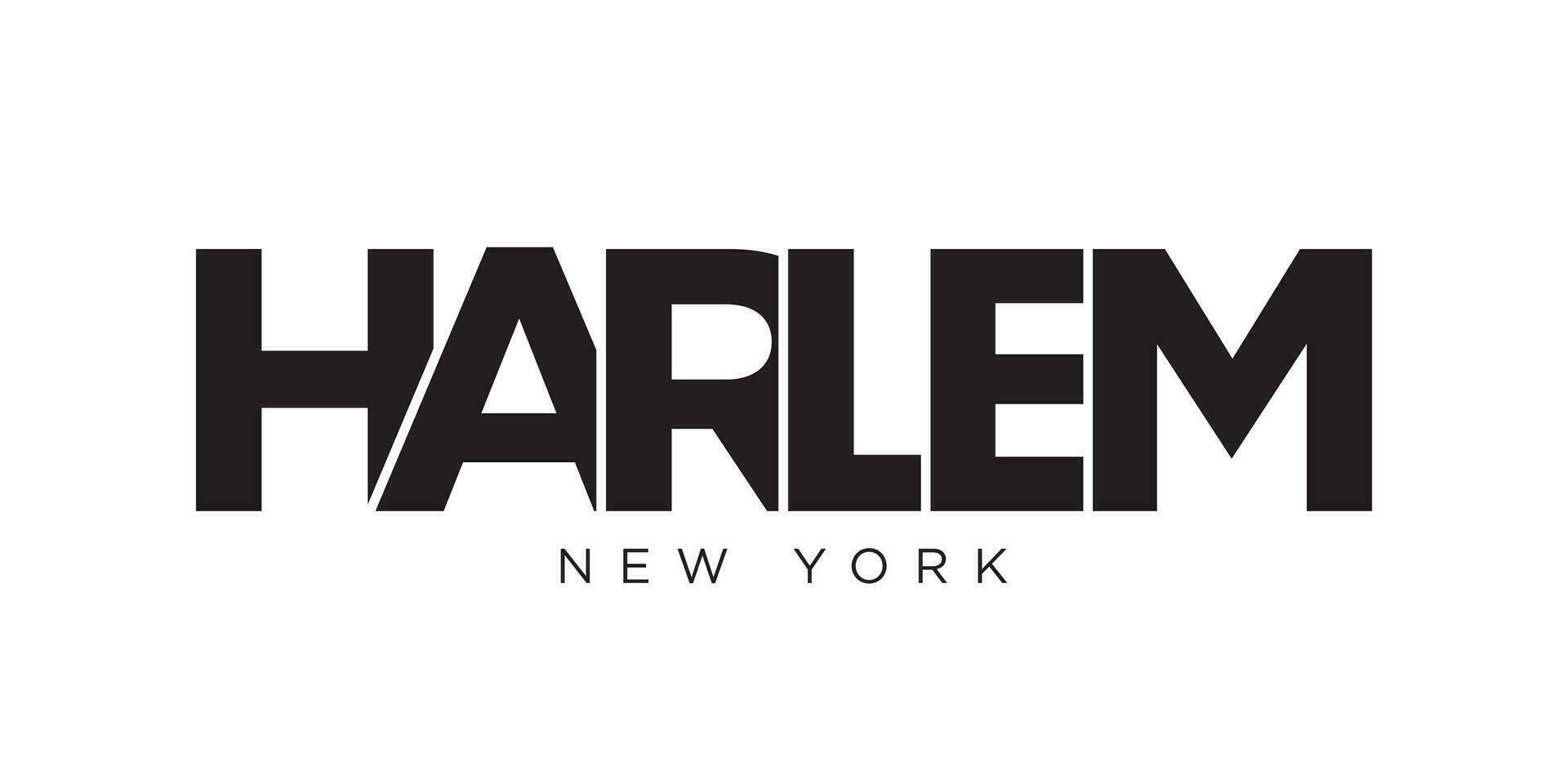 Harlem, Neu York, USA Typografie Slogan Design. Amerika Logo mit Grafik Stadt Beschriftung zum drucken und Netz. vektor