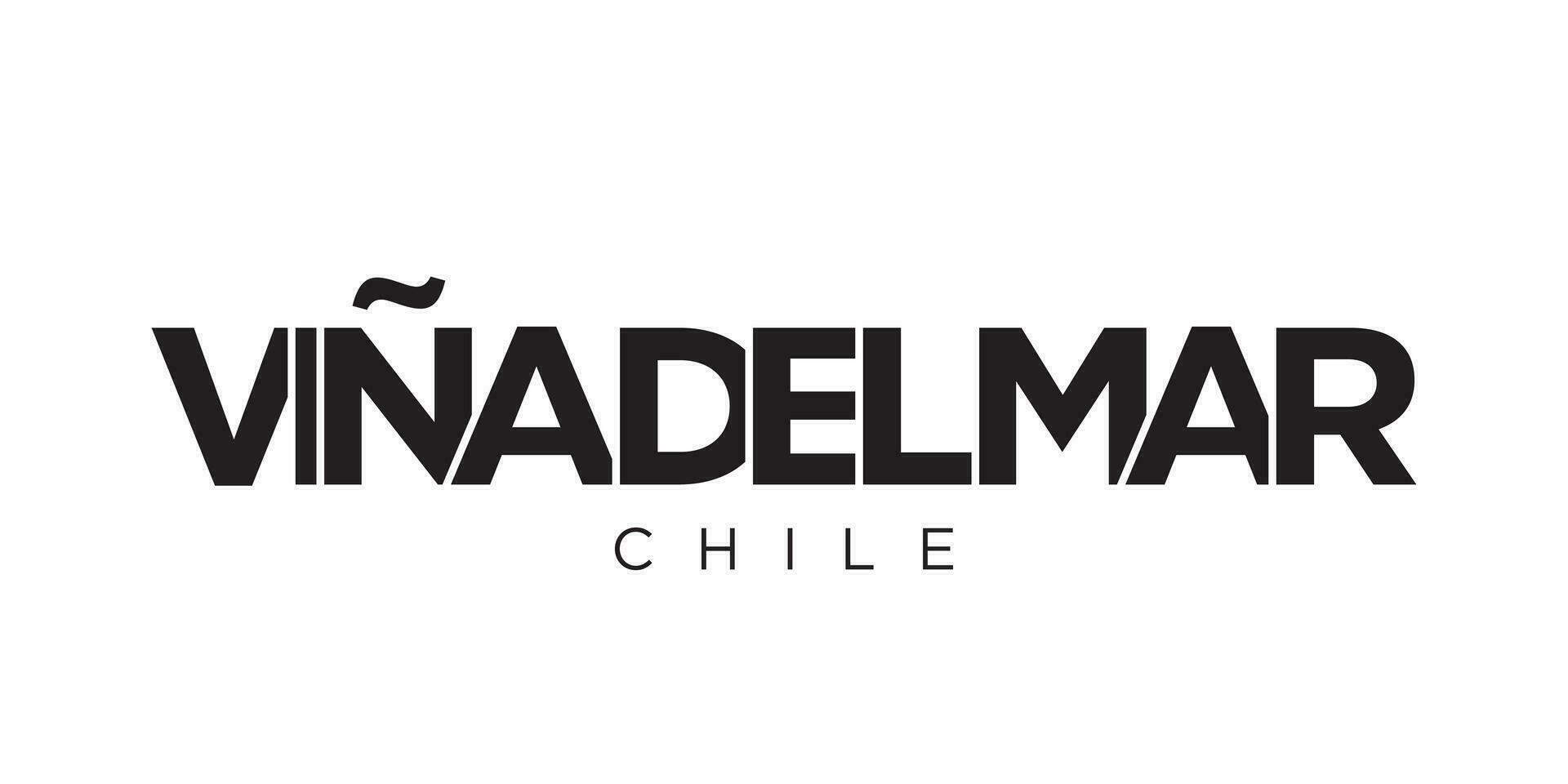 vina del beschädigen im das Chile Emblem. das Design Eigenschaften ein geometrisch Stil, Vektor Illustration mit Fett gedruckt Typografie im ein modern Schriftart. das Grafik Slogan Beschriftung.