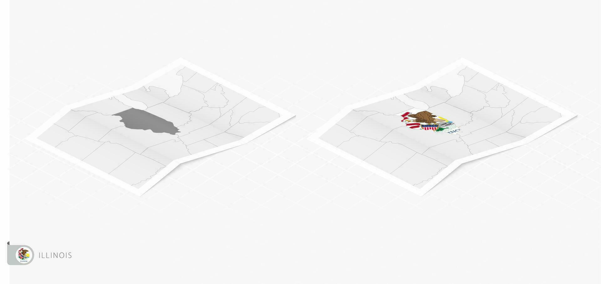 einstellen von zwei realistisch Karte von Illinois mit Schatten. das Flagge und Karte von Illinois im isometrisch Stil. vektor