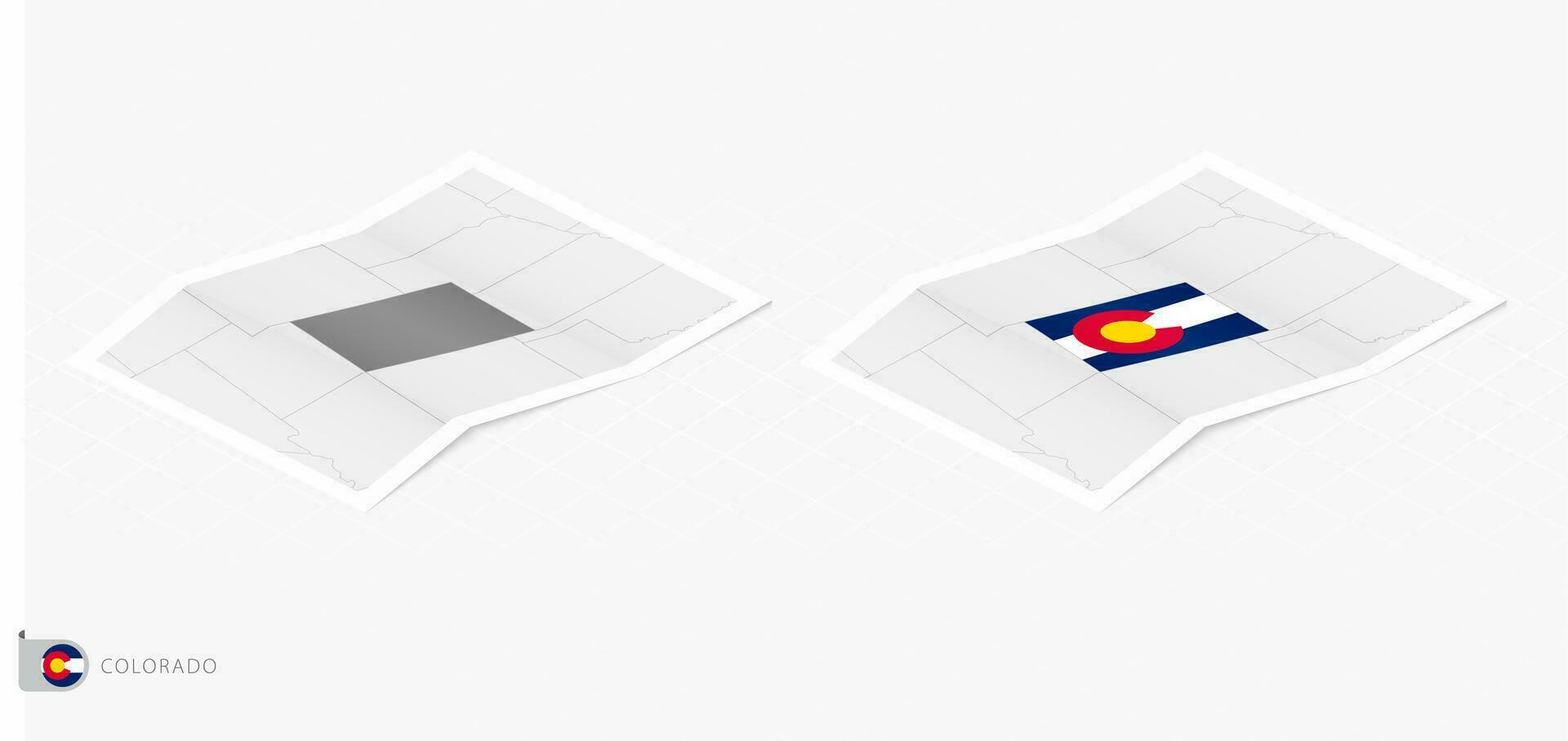 einstellen von zwei realistisch Karte von Colorado mit Schatten. das Flagge und Karte von Colorado im isometrisch Stil. vektor