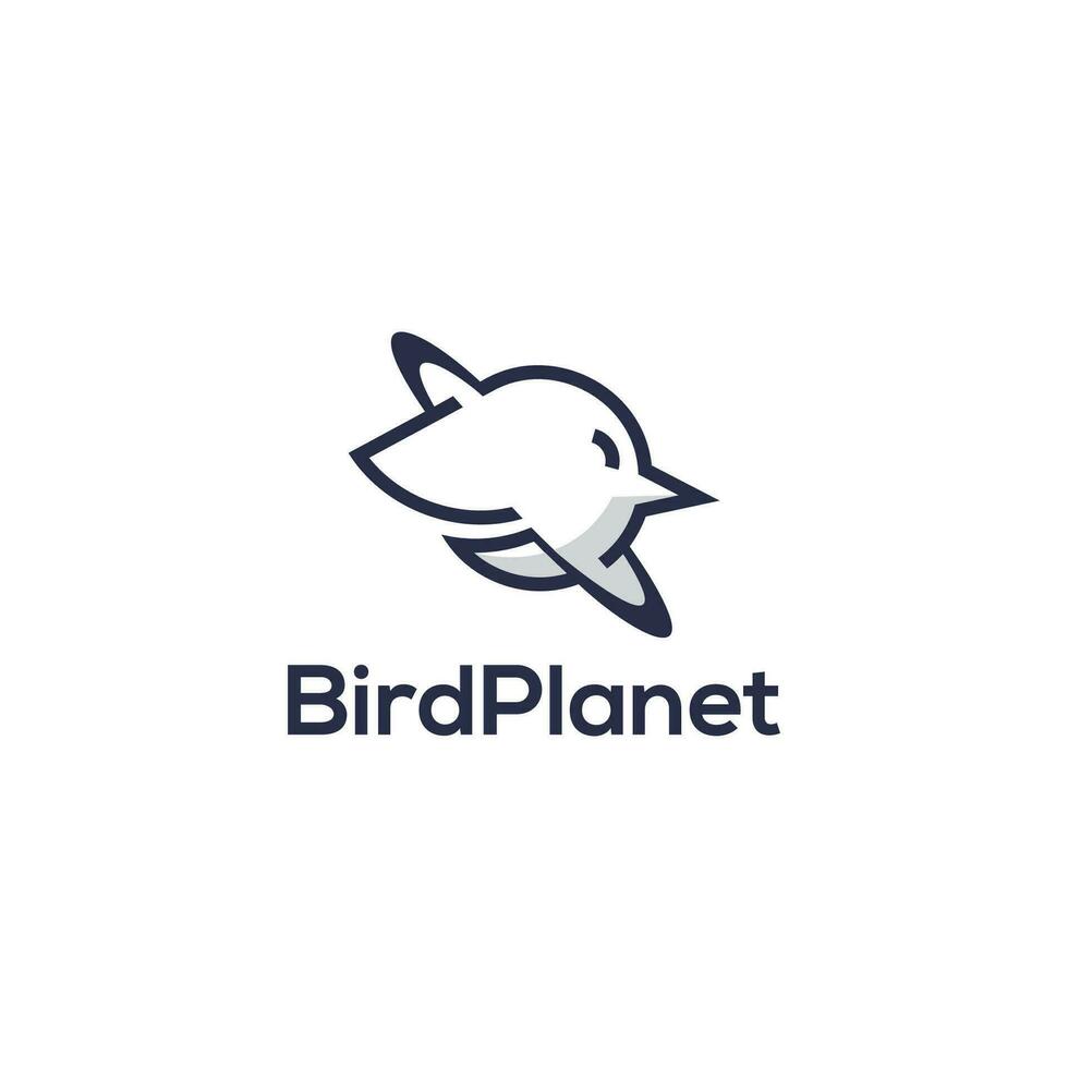 minimal und einzigartig ikonisch Planet Vogel Logo Design vektor