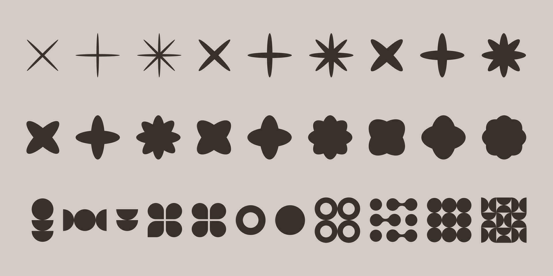 retro futuristisch funkeln Symbole Sammlung. einstellen von Star Formen. abstrakt Symbol Zeichen Vektor Design. y2k Elemente. Vektor Illustration
