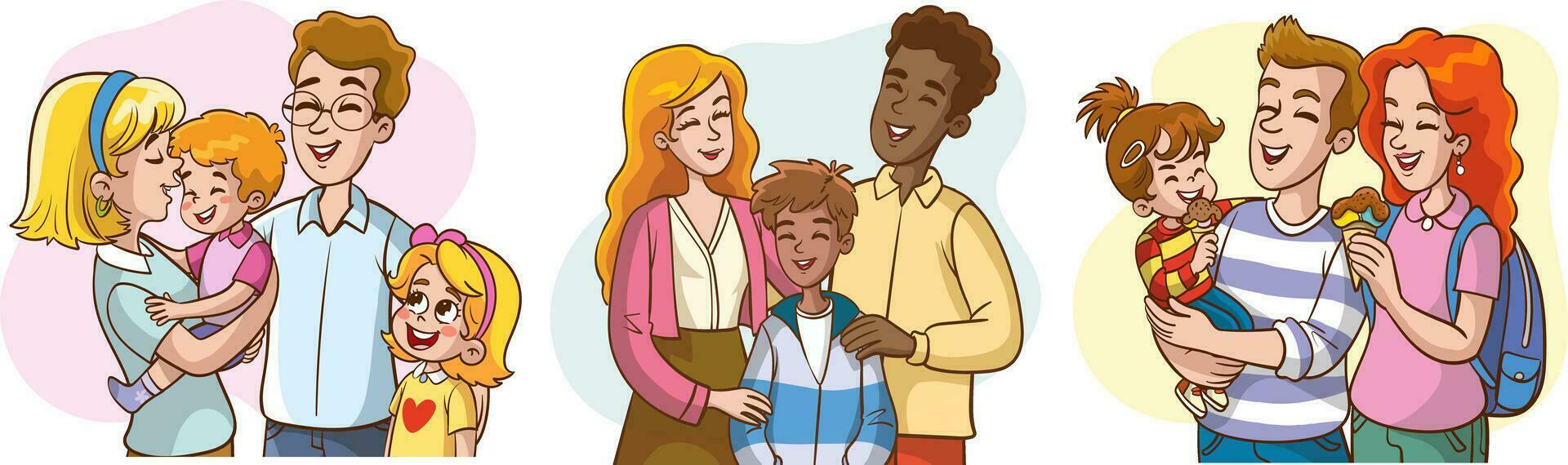 Vektor Illustration von glücklich Familie einstellen