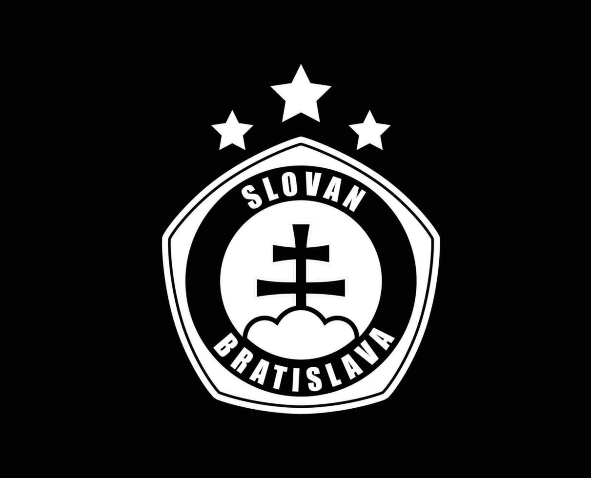 slovan bratislava klubb logotyp symbol vit slovakia liga fotboll abstrakt design vektor illustration med svart bakgrund