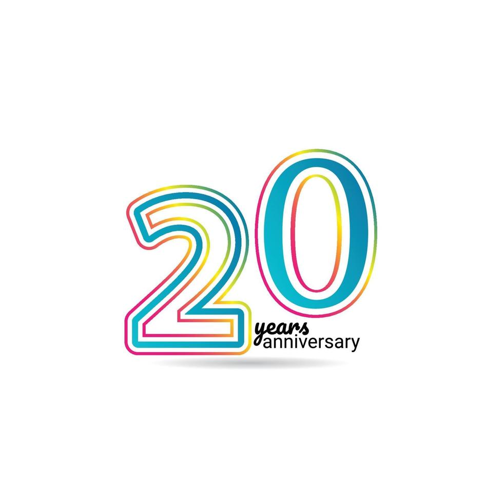 20 Jahre Jubiläumsfeier Vektor Vorlage Design Illustration