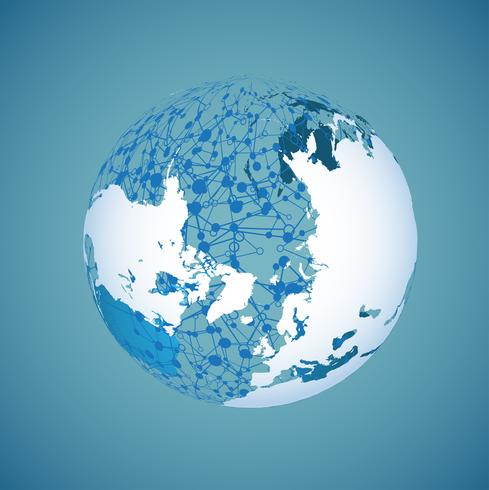 World Globe på en blå bakgrund, vektor illustration