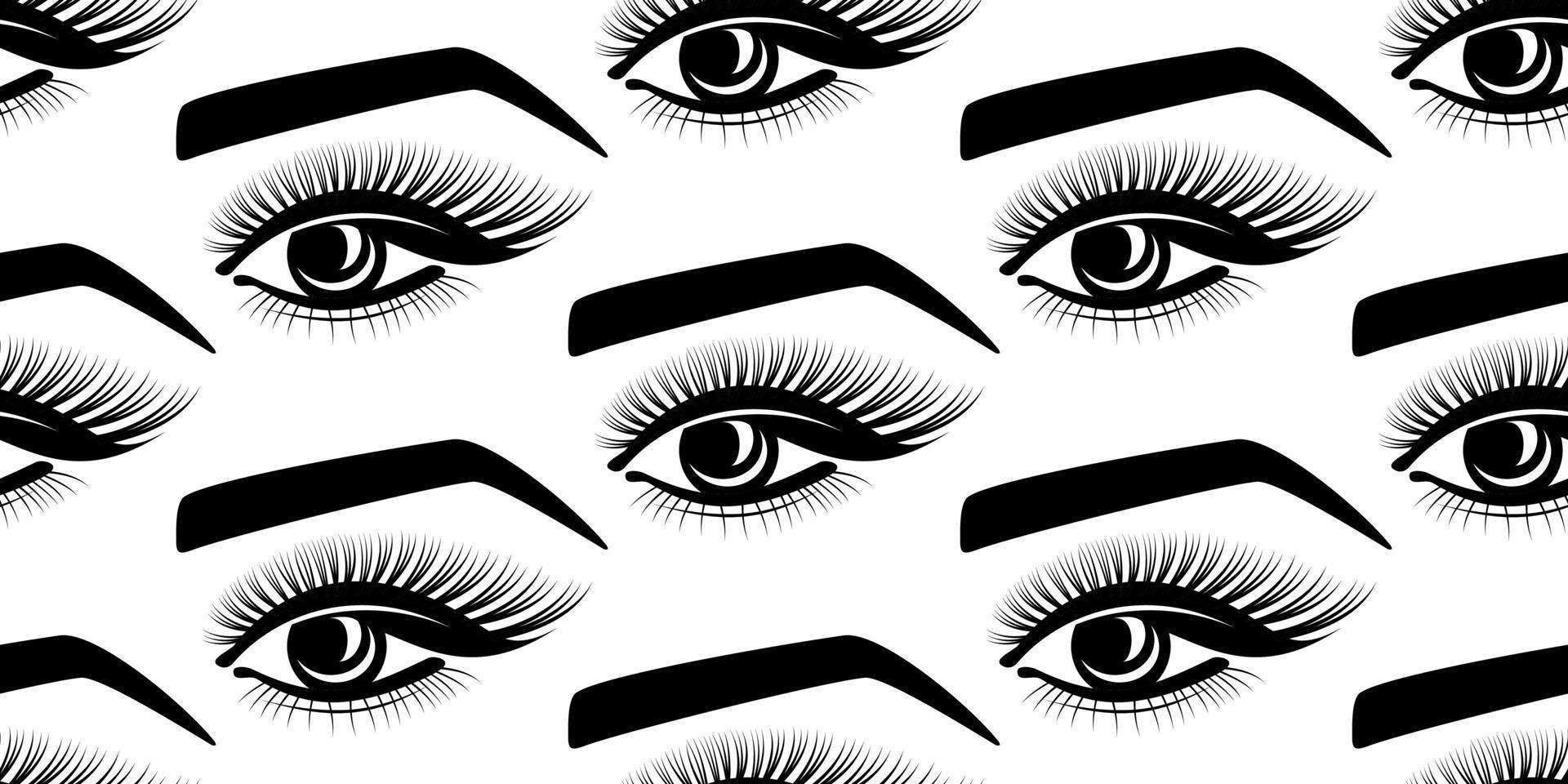 ögonfransar ögon ögonbryn sömlösa mönster vektor