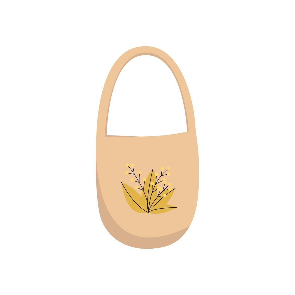 beige shopperväska med blommönster platt illustration vektor