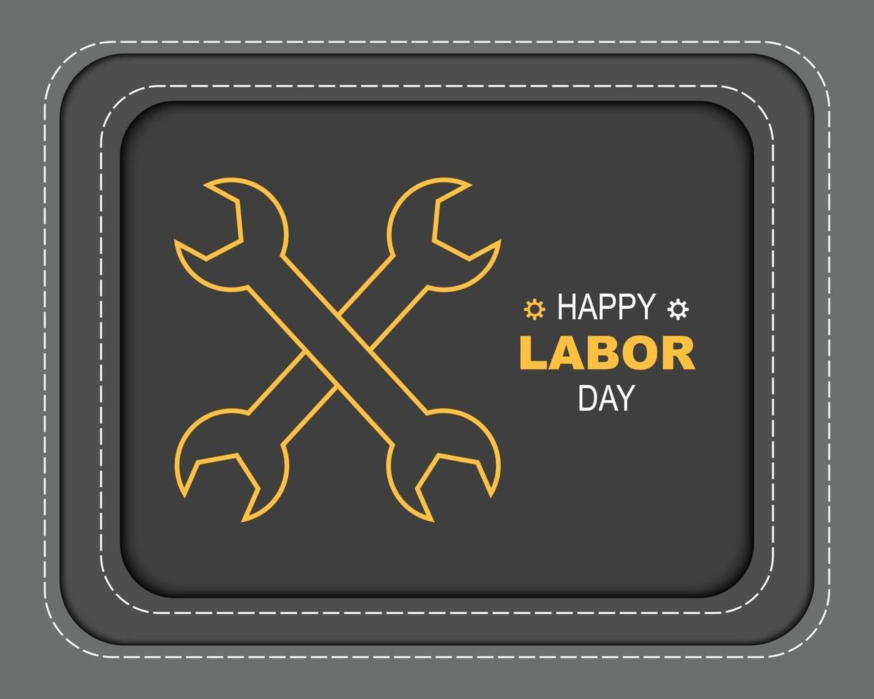 Happy Labor Day Schraubenschlüssel Rahmenpapier vektor