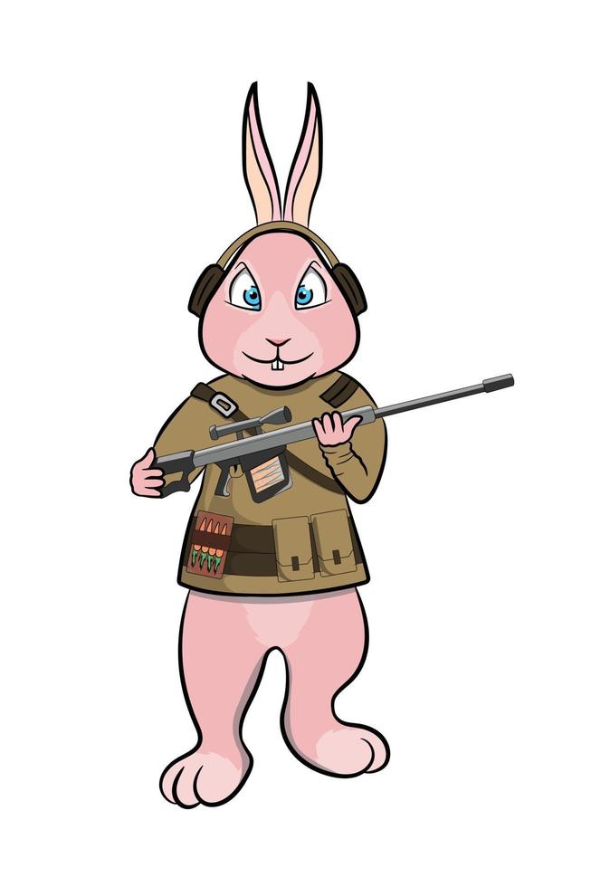 Scharfschütze Hase Shooter Kaninchen Cartoon vektor