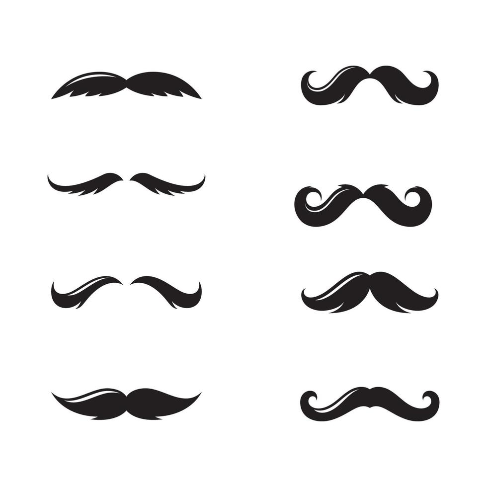 Schnurrbart-Set-Icons für Friseur-Logo-Friseurladen und Retro-Design vektor
