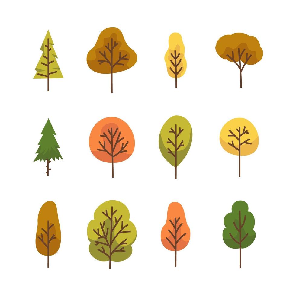 Herbstbaum Set Icons vektor