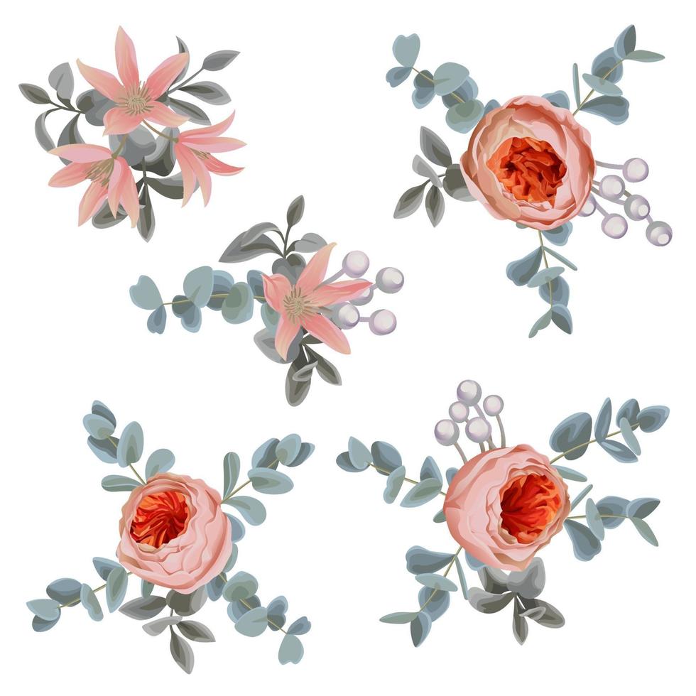 Kollektion dekoratives Design von Blumen und Blättern vektor