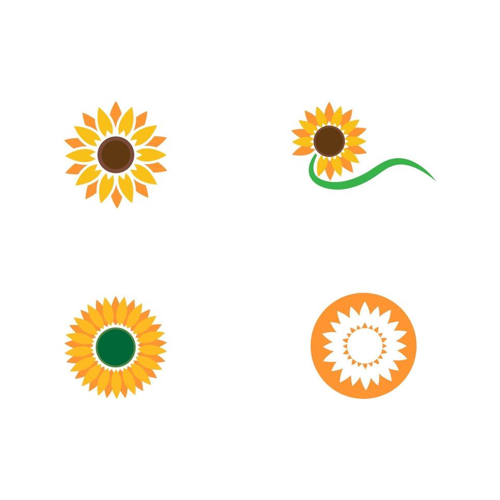 sätta solen blomma logotyp mall vektor