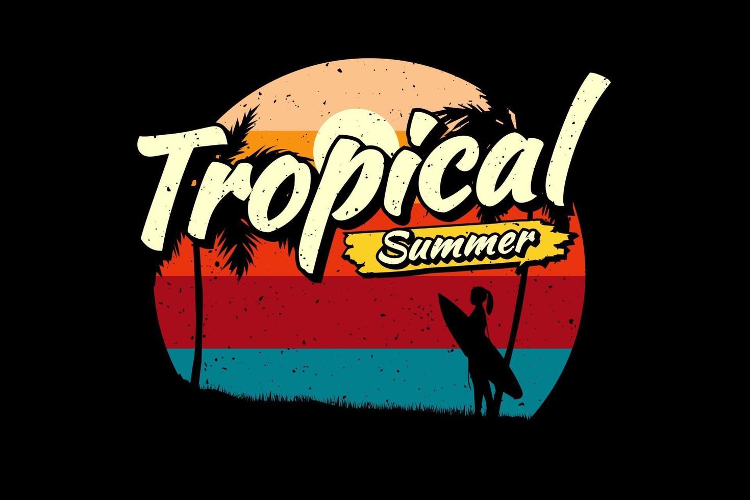 T-Shirt tropischer Sommer Surfstrand vektor