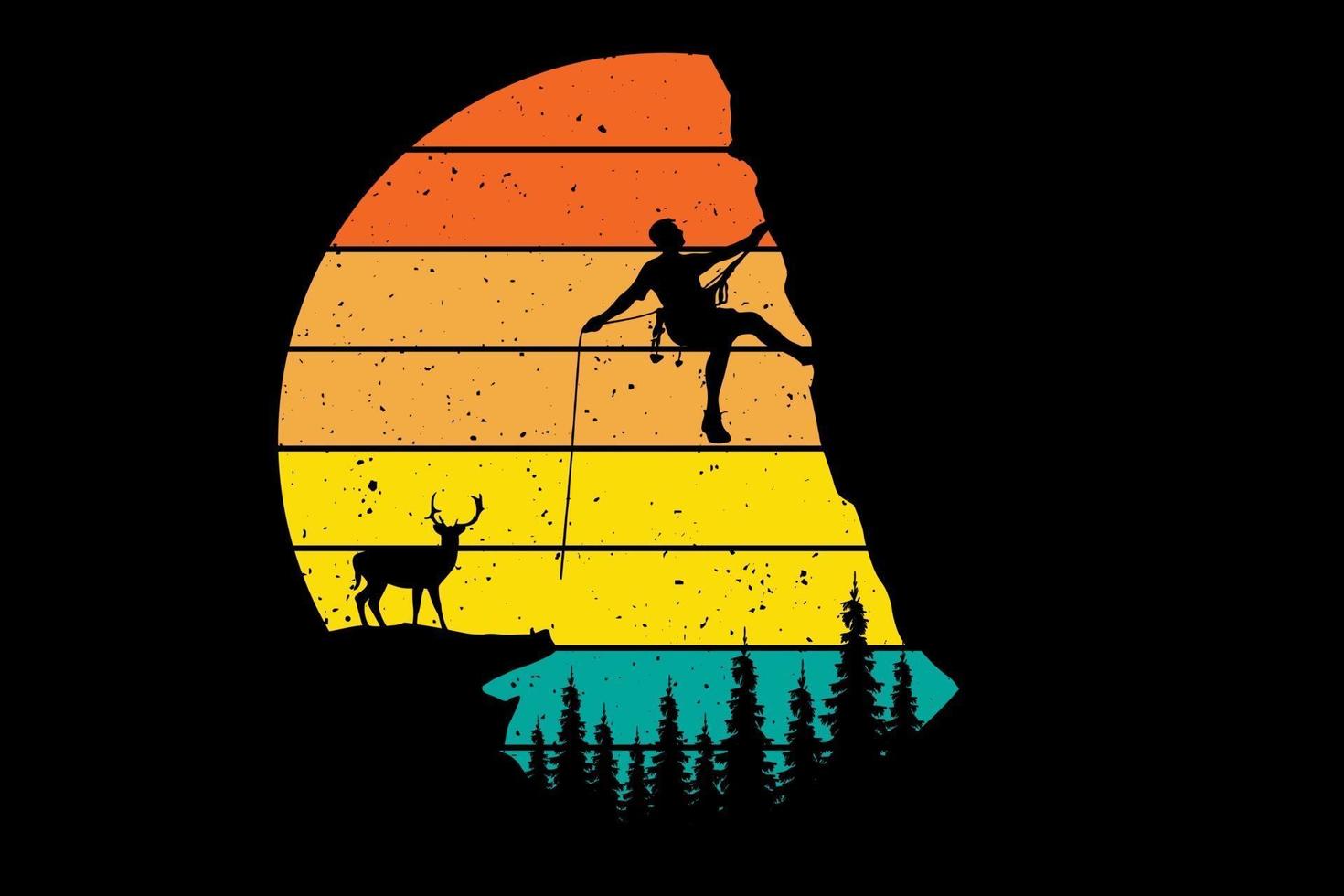 T-Shirt Wandern Hirsch Bergkiefer Stil Illustration vektor