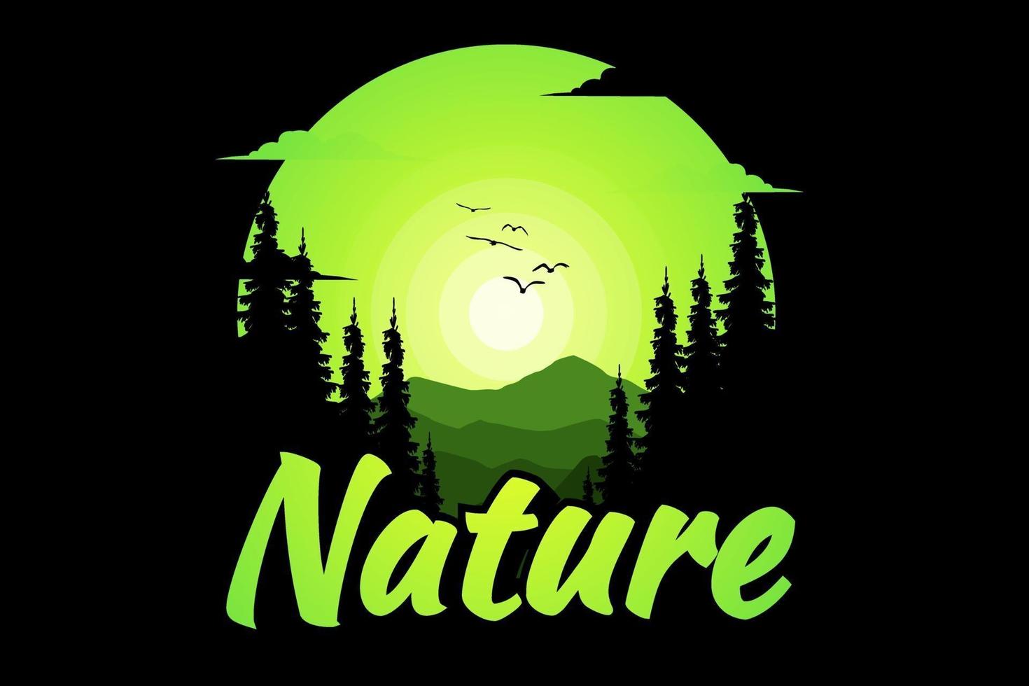 t-shirt natur florest berg vektor