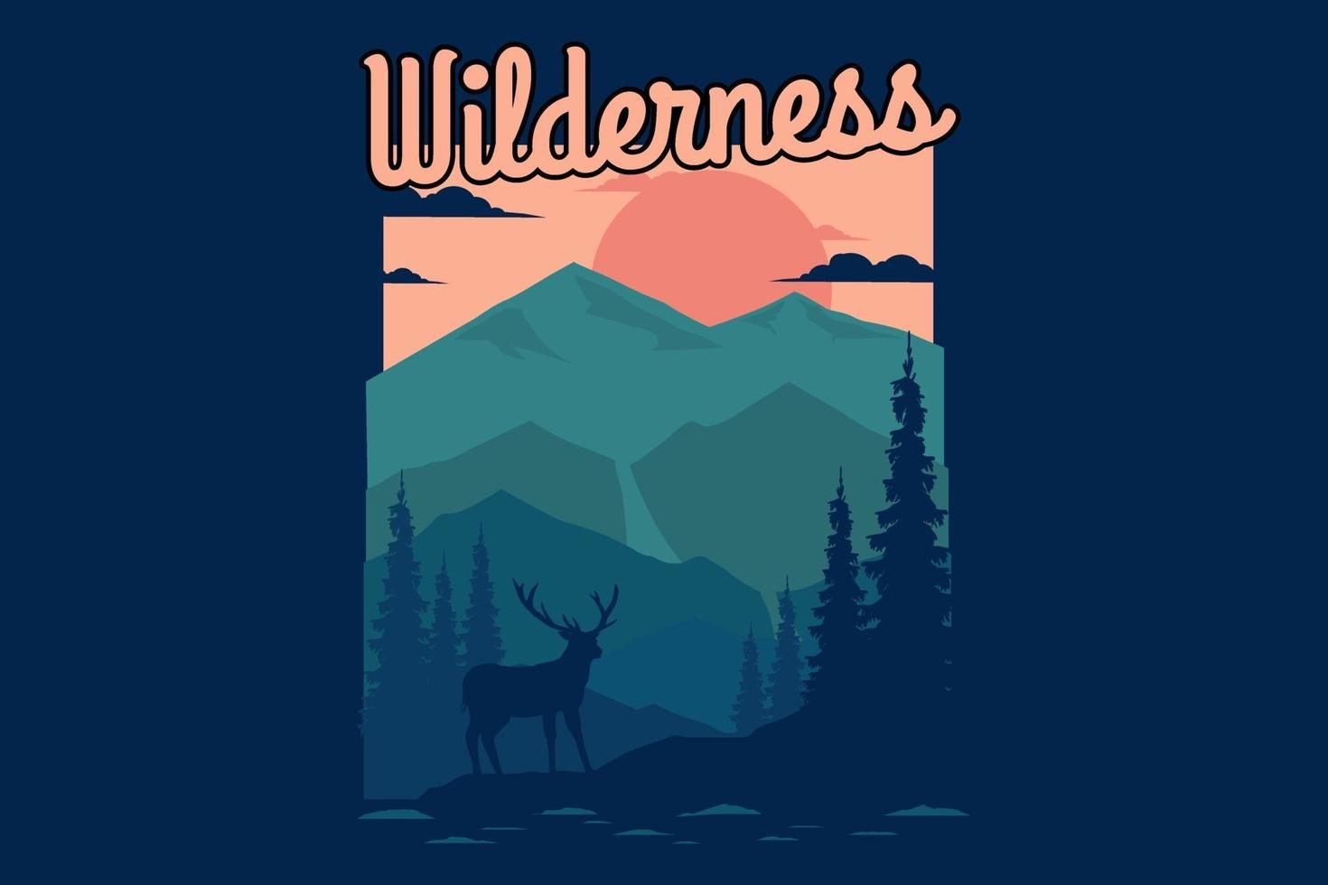 t-shirt design av vildmarks natur berg vektor