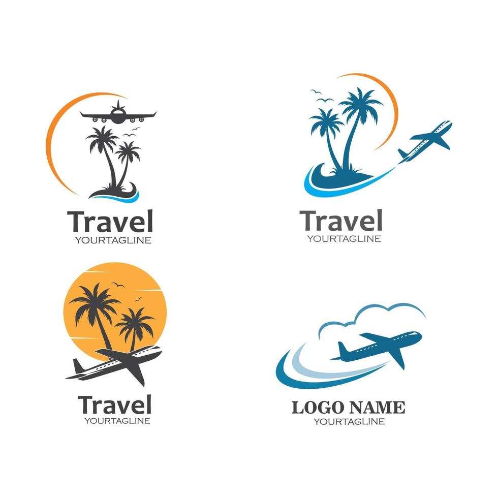 plan och palm vektor logo ikon för resor och byrå illustration