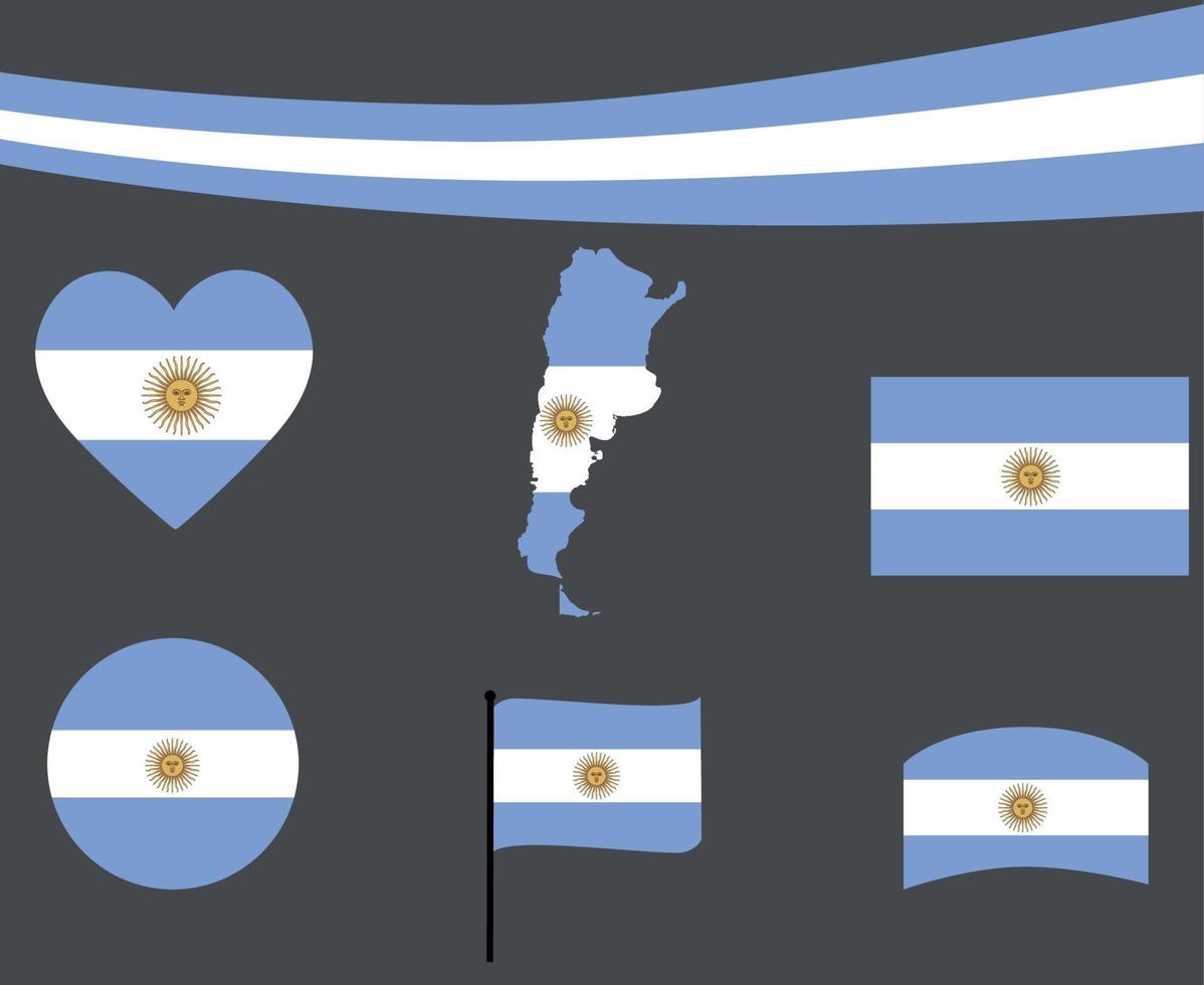 Argentina flagga karta band och hjärta ikoner vektor illustration abstrakt