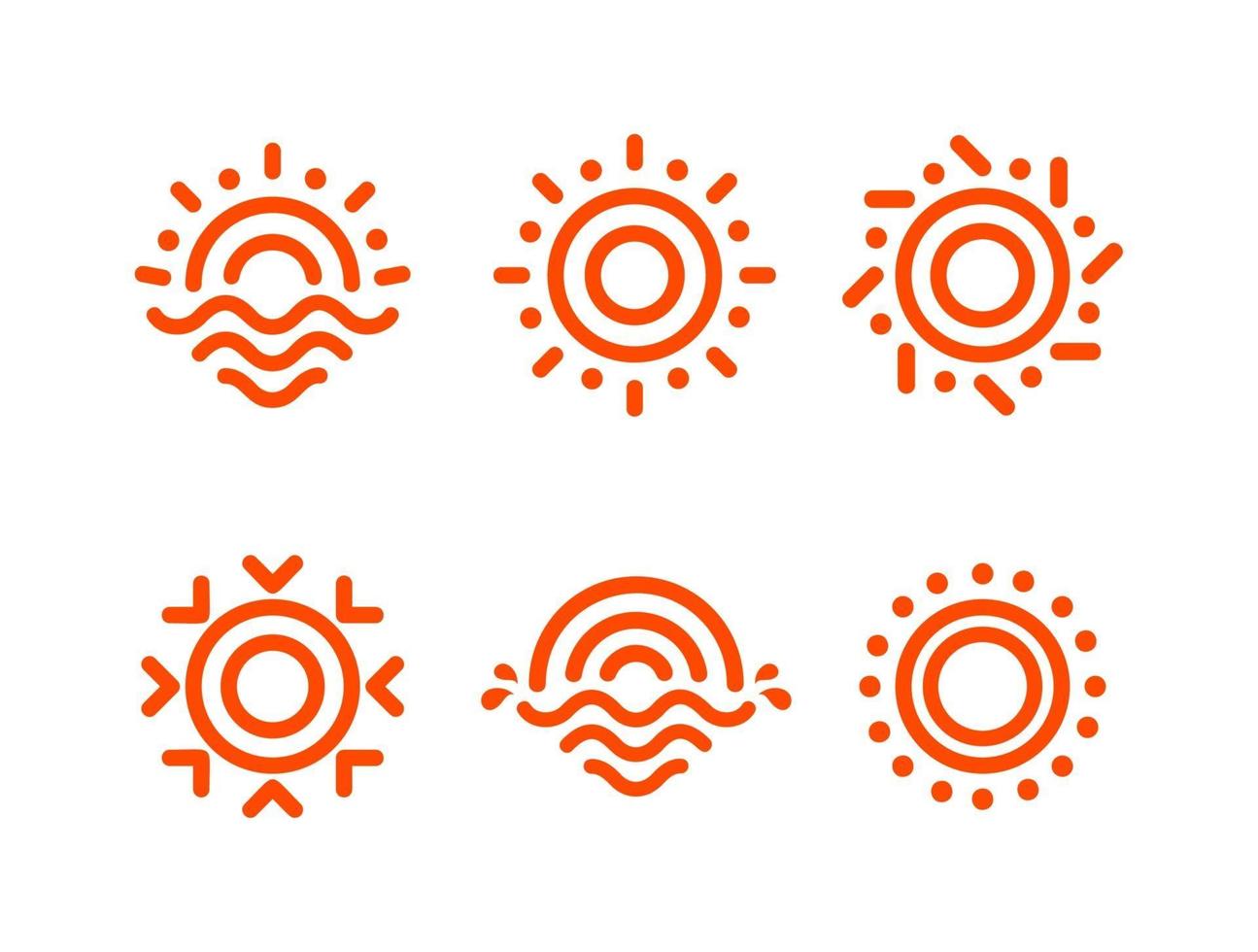 abstrakte runde Form orangefarbenes Logo-Set, Sonnenvektor-Logo vektor