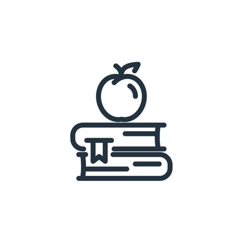 bok och äpple ikon isolerat på vit bakgrund. utbildning och skola begrepp ikon illustration för webb och mobil design. vektor