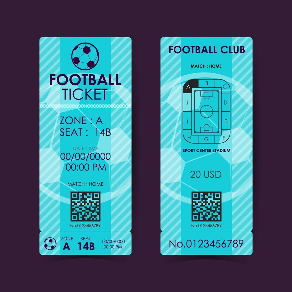 Fußball, Fußball-Ticket-Karte flaches Design. Vektor-Illustration vektor