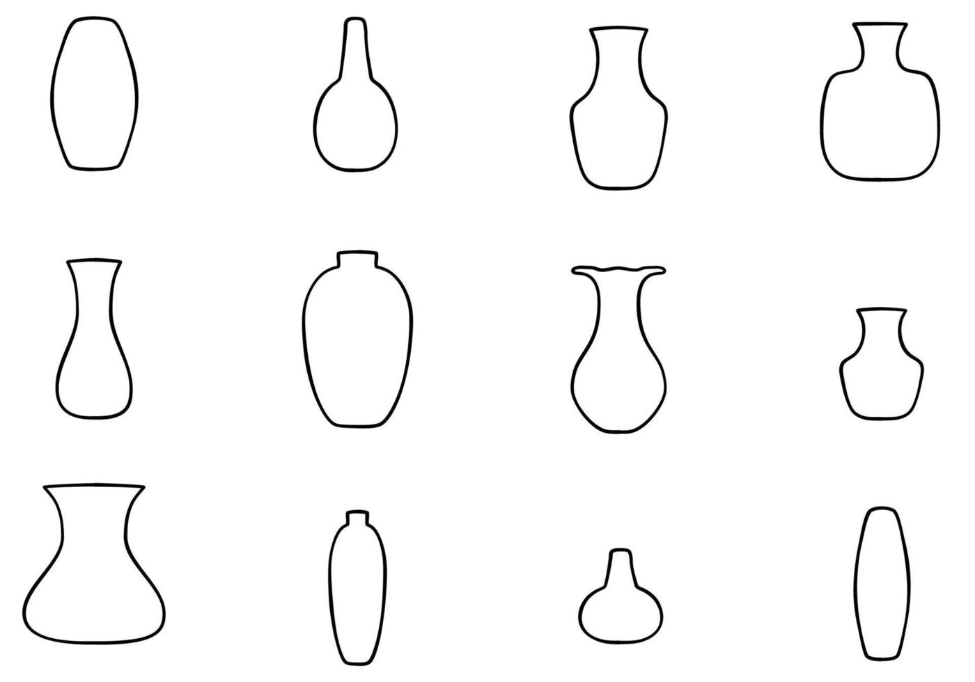 abstrakte handgezeichnete Vasen-Set vektor