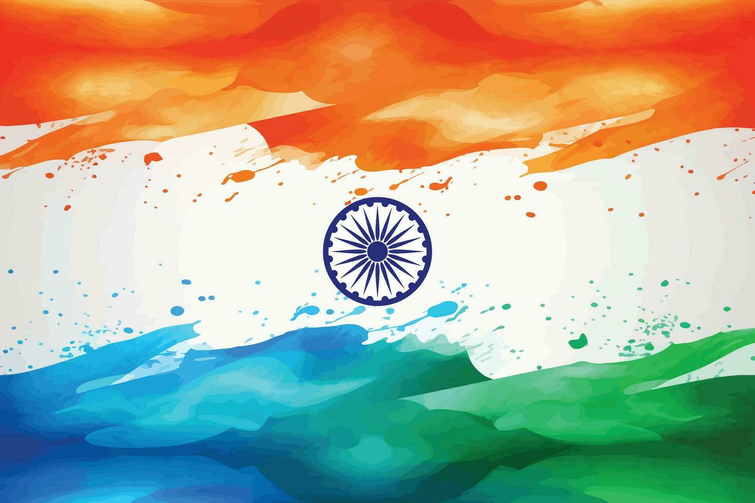 ett indisk flagga målning tillverkad av måla och vattenfärg vektor