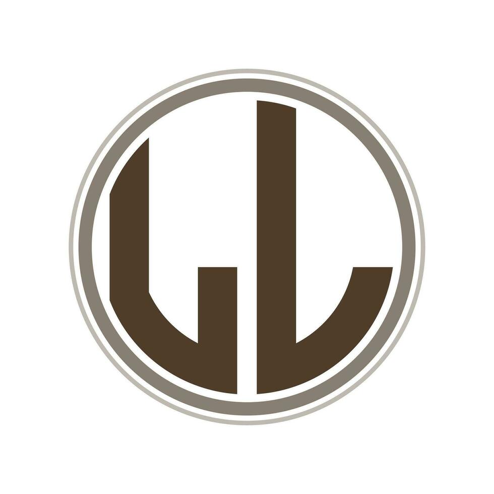 monogram cirkel logotyp band stil design mall. ll första brev. vektor