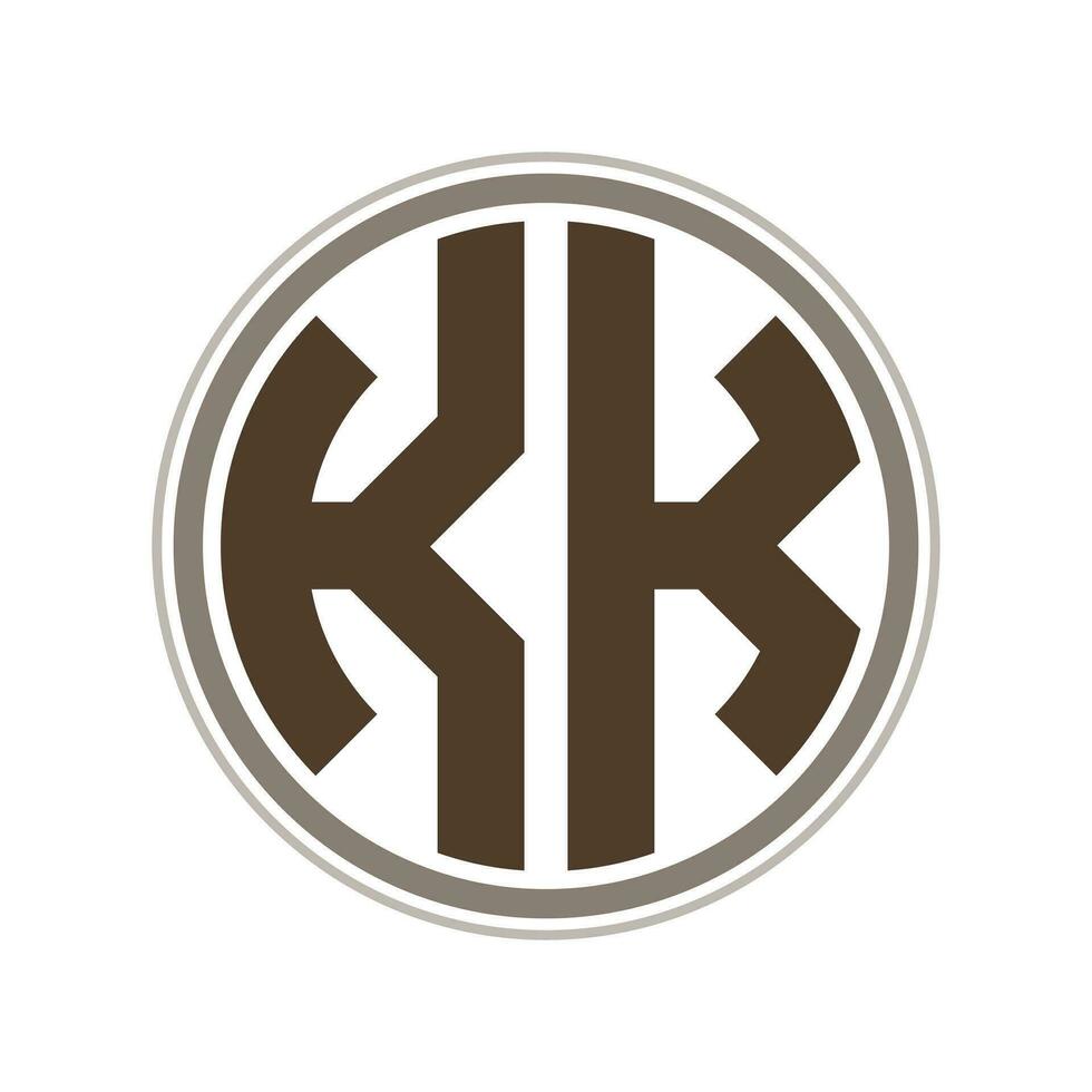 Monogramm Kreis Logo Band Stil Design Vorlage. kk Initiale Brief. vektor