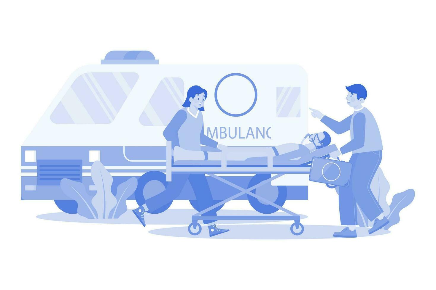 medicinsk assistent överföra de patient in i ett ambulans vektor