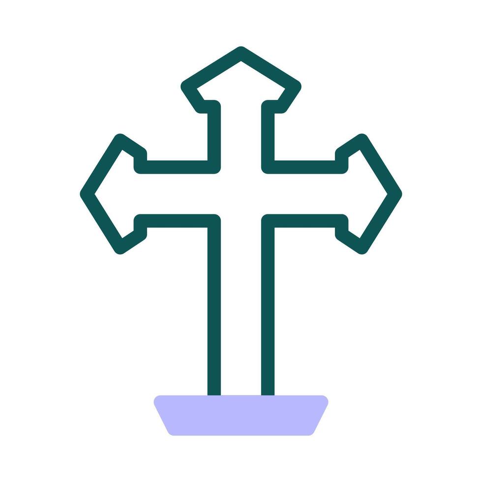 salib ikon duotone grön lila Färg påsk symbol illustration. vektor